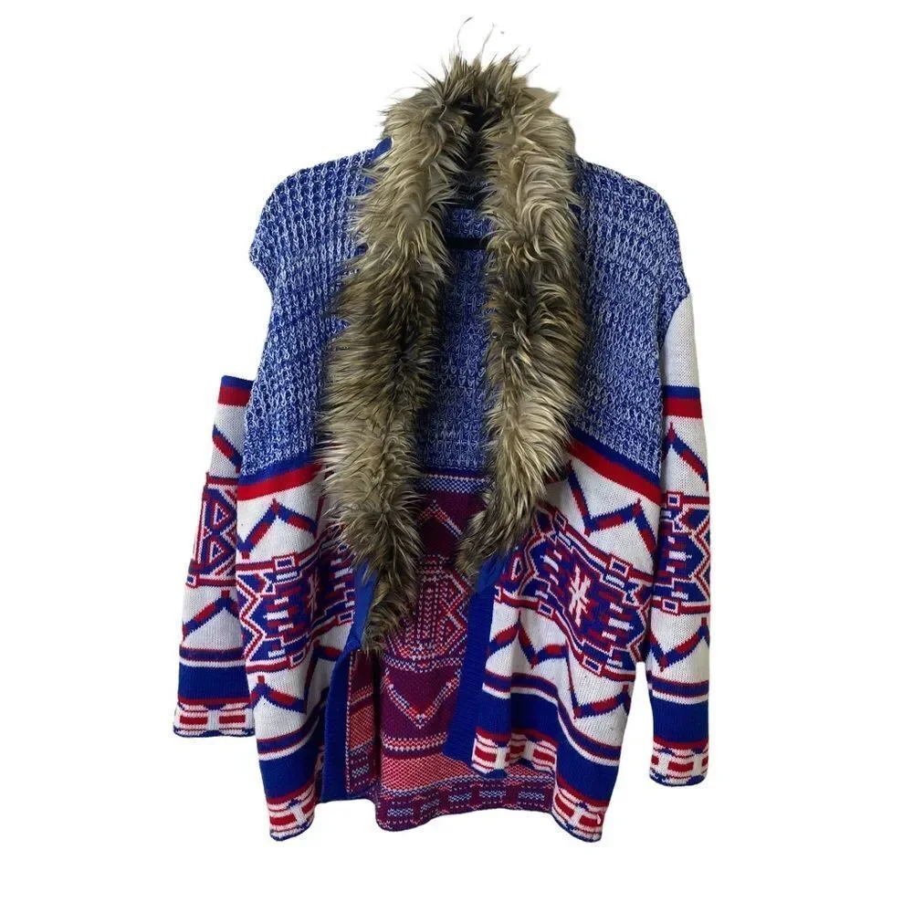 MinkPink Faux Fur Open Sweater Cardigan Sz S - Picture 2 of 9